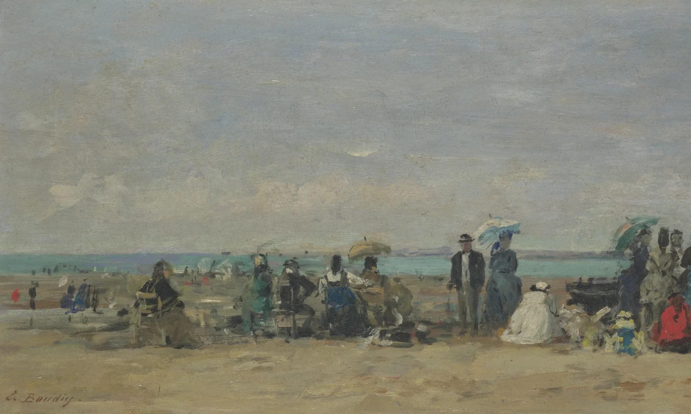Reprodukcja obrazu Eugène'a Boudina – spacerowicze na plaży w Trouville