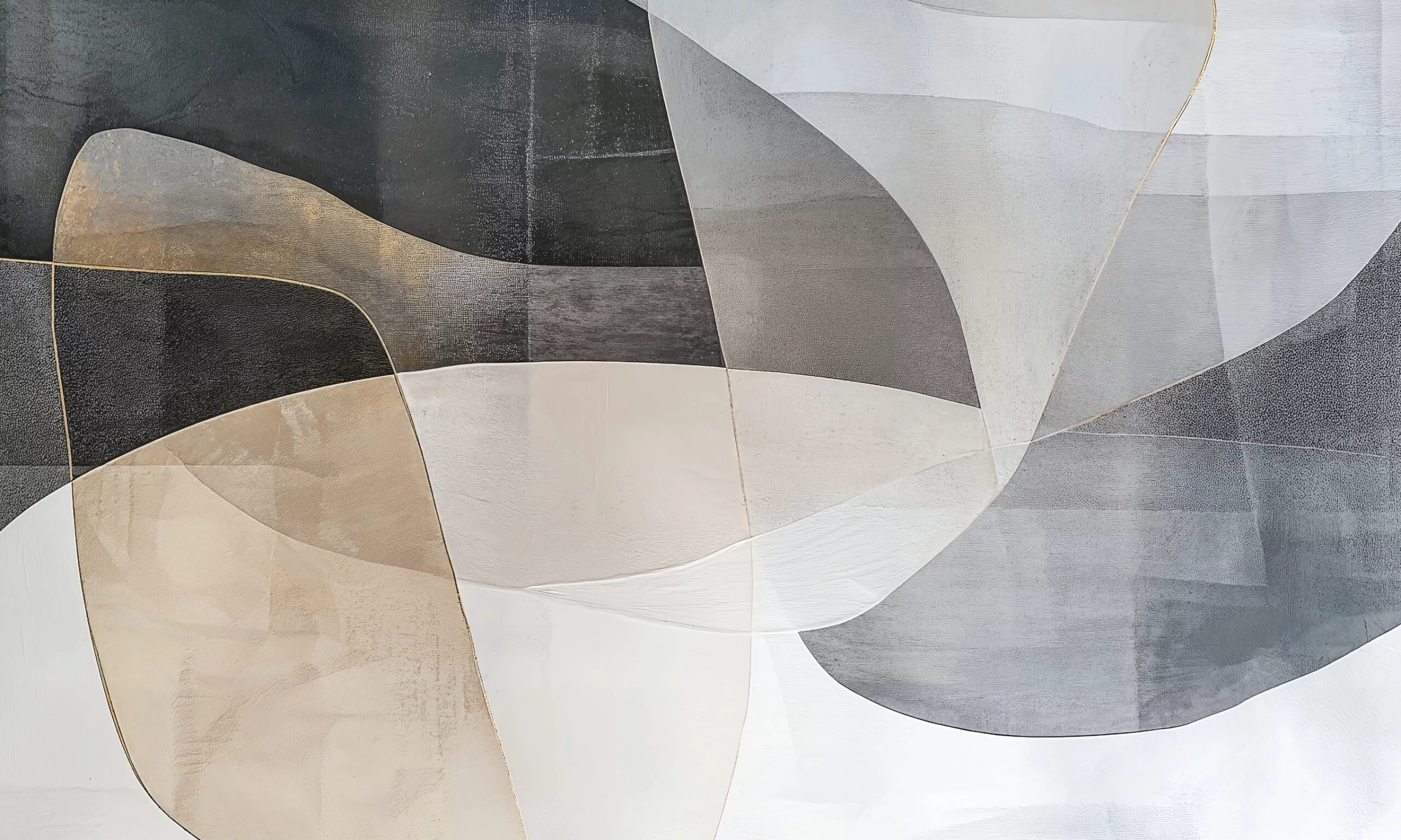 Wzór fototapety Shades of Grey – płynne abstrakcyjne formy w grafitach i beżach