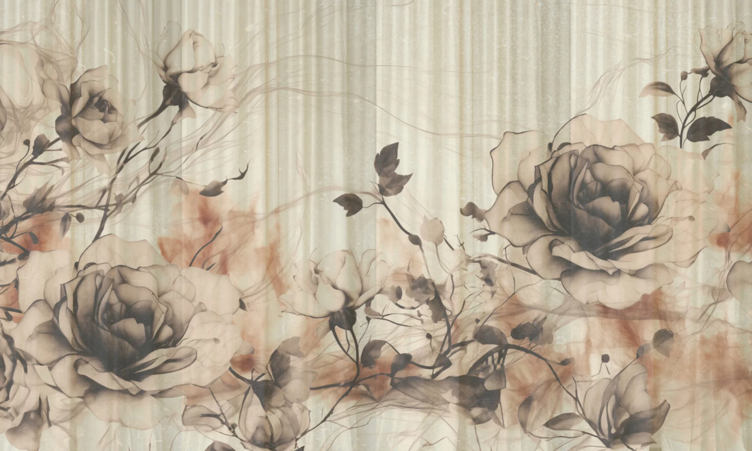 Wzór fototapety Travertine Roses – róże na kremowej fakturze trawertynu